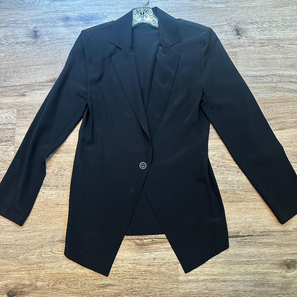 Lilysilk Effortless Chic Black Silk Blazer with tie belt